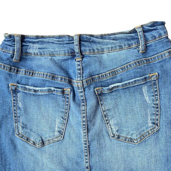 Hammer Jeans Asymmetrical Frayed Hem Midi Denim Skirt - Medium - Picture 5 of 13